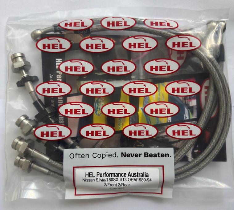 HEL Performance Braided Brake Line Kit - Nissan S13 Silvia/180SX (OEM Calipers) (Plain Hose)